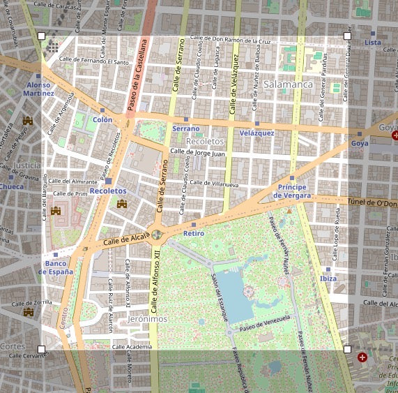 3D wall art map of central Madrid featuring Retiro Park and major streets