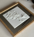3D city map wall art in a wooden frame on a mirror base, modern home decor