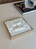 3D city map wall art with wooden frame on a modern table, home decor accent
