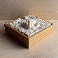 3D city map decor in white resin on a wooden base, modern wall art display