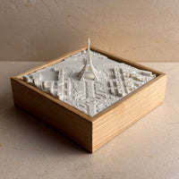 3D city map of Paris with Eiffel Tower in a wooden frame, decorative wall art