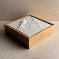 3D relief map of Mallorca in a wooden frame, minimalist wall art for home decor