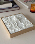 3D city map wall art in a wooden frame on a table, modern decorative sculpture