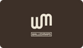 Minimalist business card with cream 'wm' logo and WalledMaps text on a dark brown background